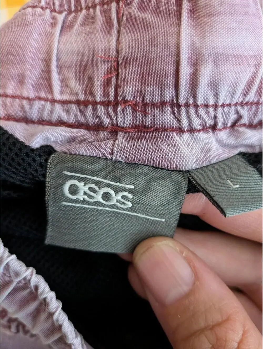 ASOS Swim Shorts Mens L Purple Elastic Waist Drawstring Lined Trunks Pockets